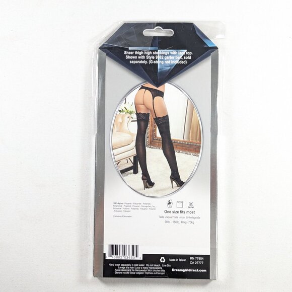 NWT Dreamgirl 100% nylon stockings sheer thigh high with lace top, Dream Girl - Picture 4 of 7
